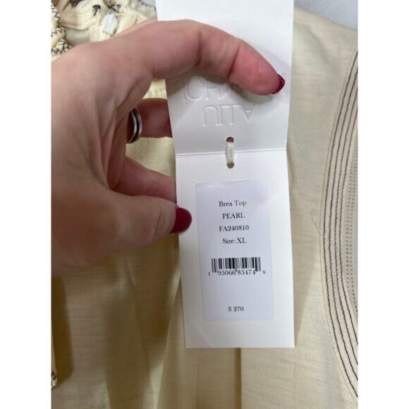 NWT Ulla Johnson Brea Ruffle Sleeveless Contrast Lightweight Wool Top Pearl XL - Picture 5 of 8